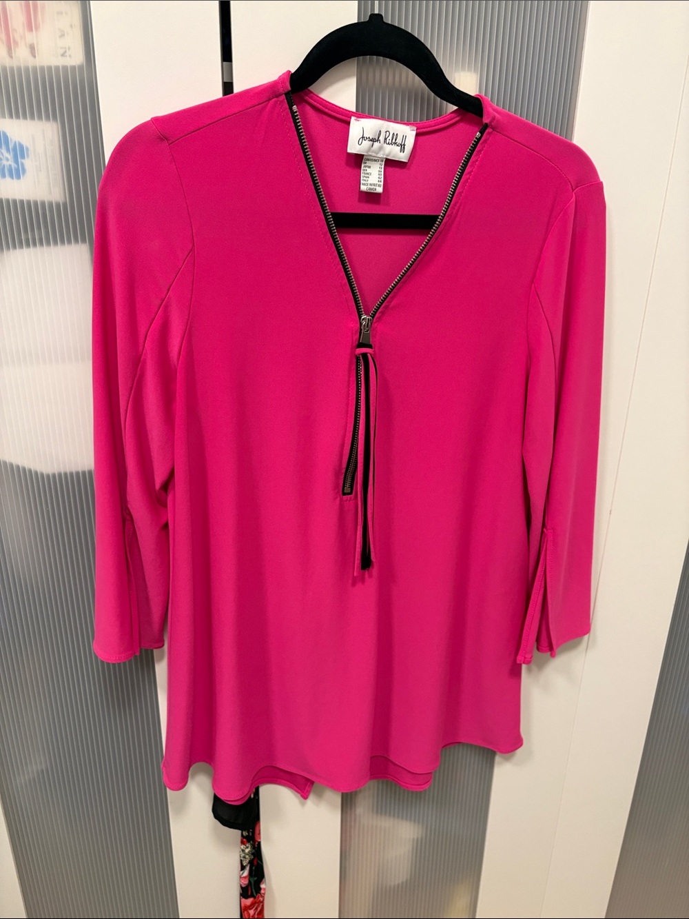 Joseph Ribkoff Hot Pink Zip-Front Tunic Top